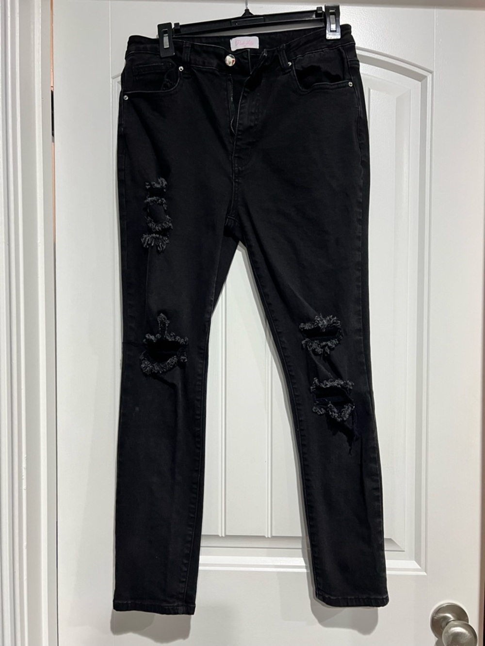 Pink Lily Black Distressed Skinny Jeans Size 30